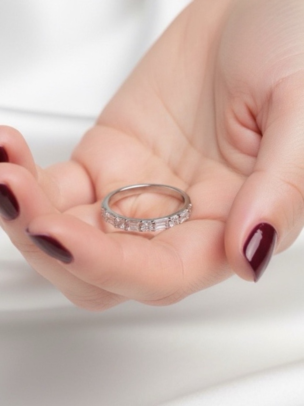 Sterling Silver Cubic Zirconia Eternity Band - Picture 3 of 9